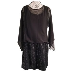 NWT Picadilly black open flowy mesh kimono angel sleeves
